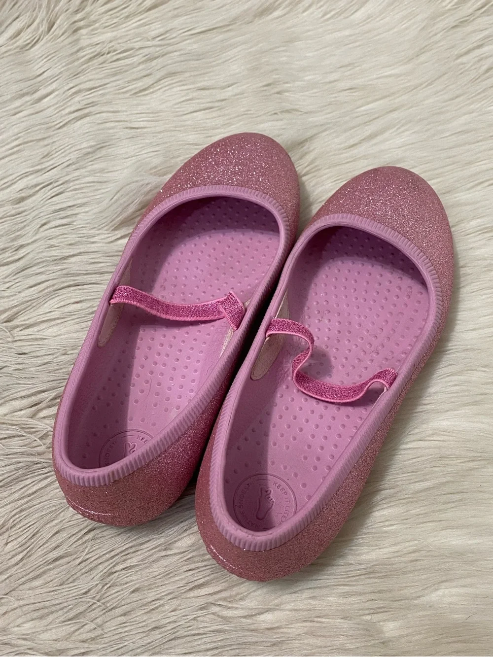 Native Margot Bling Pink Glitter Ballet Flats Slip On Sparkle Princess Girls J2